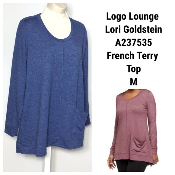 LOGO Lounge Lori Goldstein Top Tunic Terry Blue